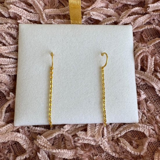 Lauren Sterk Amsterdam - boucles d'oreilles - boucles d'oreilles barre de traction - plaqué or - revêtement supplémentaire