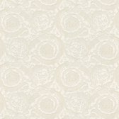 Exclusief luxe behang Profhome 935832-GU vliesbehang gestructureerd met bloemmotief glanzend crème zilver 7,035 m2
