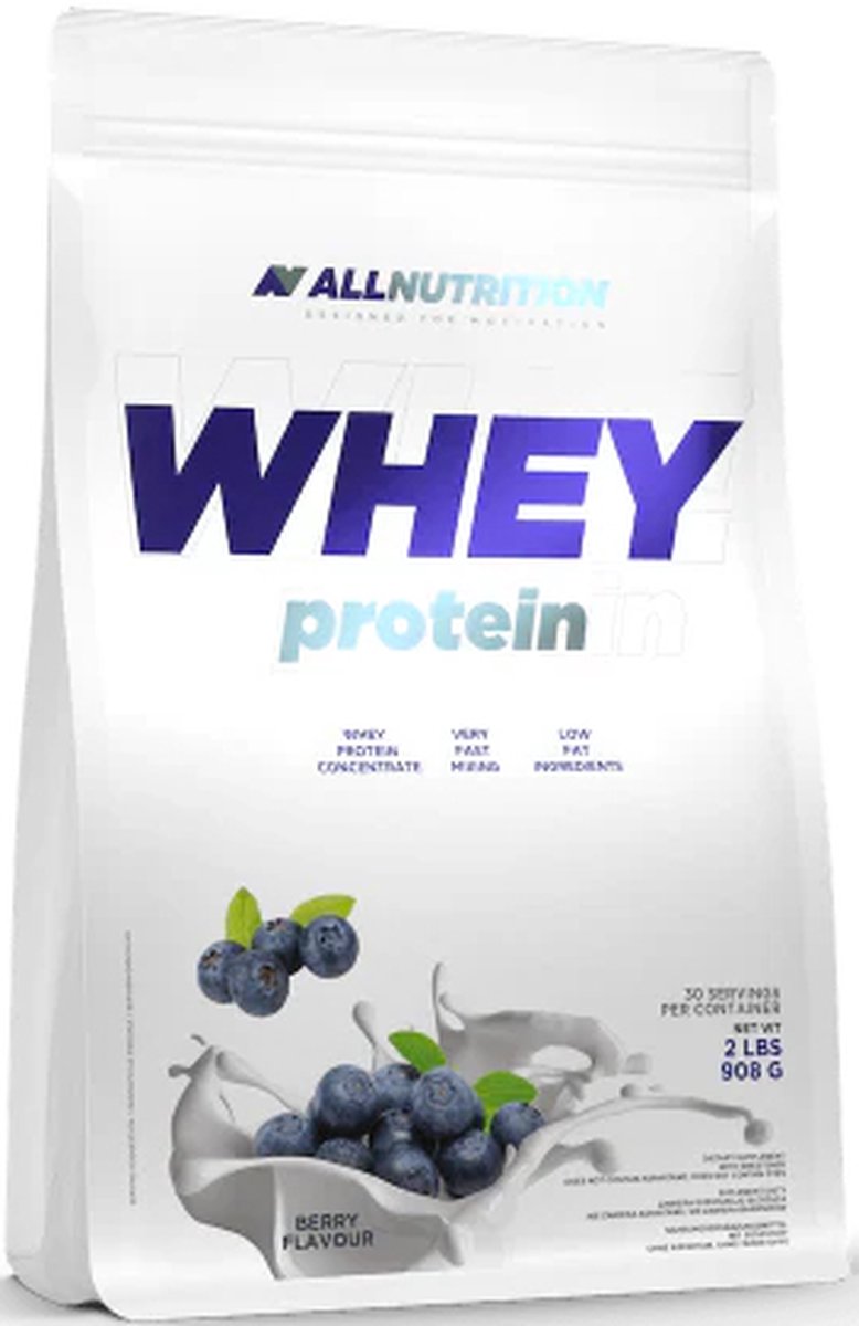 Goedkoopste AllNutrition | Whey protein | BlueBerry | 908gr 30 servings | Eiwitshake | Proteïne shake | Eiwitten | Whey Protein | Whey Proteïne | Supplement | Concentraat | Nutriworld