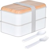Lunchbox stapelbaar, tweelaagse bentobox, magnetronbestendig