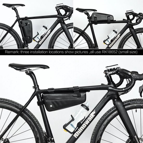 Rhinowalk - Sacoche de cadre de vélo - Sacoche de vélo - Sacoche de cadre - 2,2 L - Facile à utiliser - Légère - Zwart - 30 x 5 x 13 cm