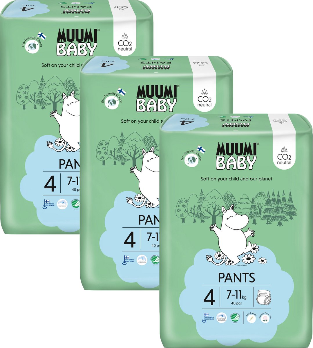 Eco Muumi Baby luierbroekjes maat 4 - 7-11 kg - 120 stuks - ecologisch