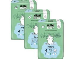 Muumi Baby Eco Luierbroekjes maat 4 - 7-11 kg - 120 stuks - Parfumvrij - Hypoallergeen - Geschikt voor gevoelige huid
