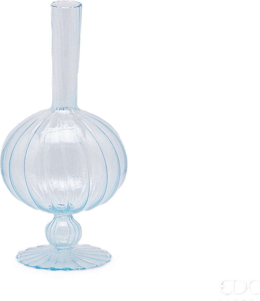 EDG Bloemenvaas Glas Blauw D 13 cm H 26 cm Opening 2 cm