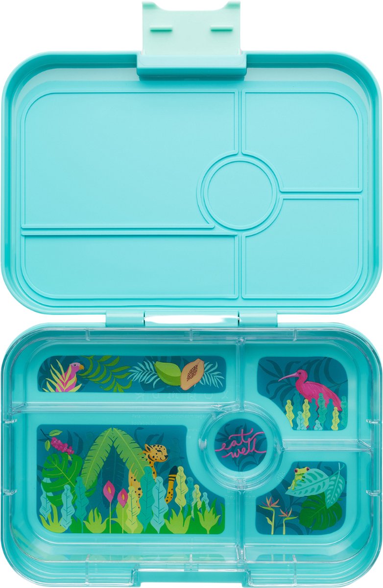 Yumbox Tapas XL - lekvrije Bento box lunchbox - 5 vakken - Antibes Blue / Jungle Pastel tray