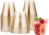 60 Harde Plastic Bekers met Goud Glitter (270ml) voor Bruiloften, Verjaardagen, Kerst & Feesten - Drankjes, Desserts, Champagnes - Stevig & Herbruikbaar