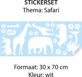 Stickervel - Safari - 30 x 70 cm - wit - stickers - stickers volwassenen - stickers Kinderen - raamstickers - deursticker - stickervellen - dieren - container sticker huisnummer - kliko sticker voordeelset