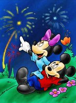 Diamond painting Disney Minnie en Mickey Mouse 30x40 ronde steentjes