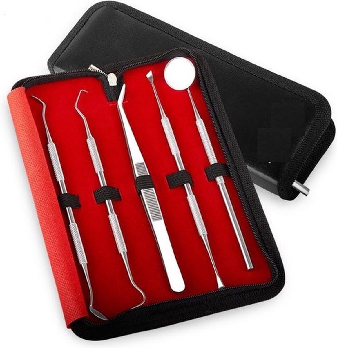 Goedkoopste Professionele Tandarts Set met Luxe Etui – Tandsteen Verwijderaar – RVS Tandarts Setje – Tandenstokers – Tandartshaakje – Tand Verzorging Gereedschap Set – Tandplak Verwijderaar