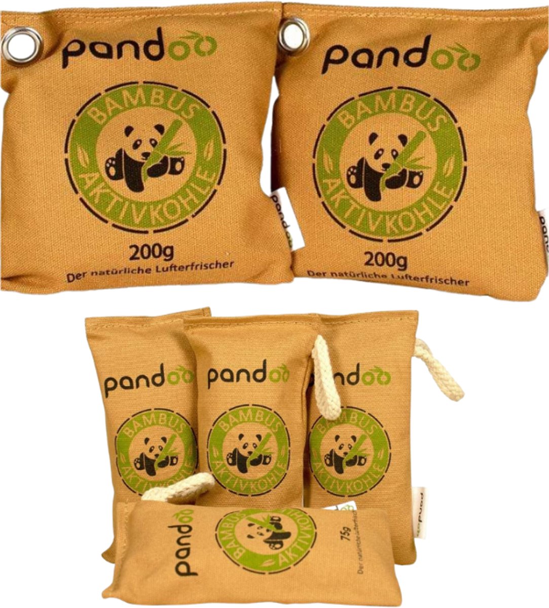 Pandoo Natuurlijke Luchtreiniger - Small + Medium - 6 stuks - Bamboe - Langdurige werking - Geurverwijderaar - Luchtzuivering
