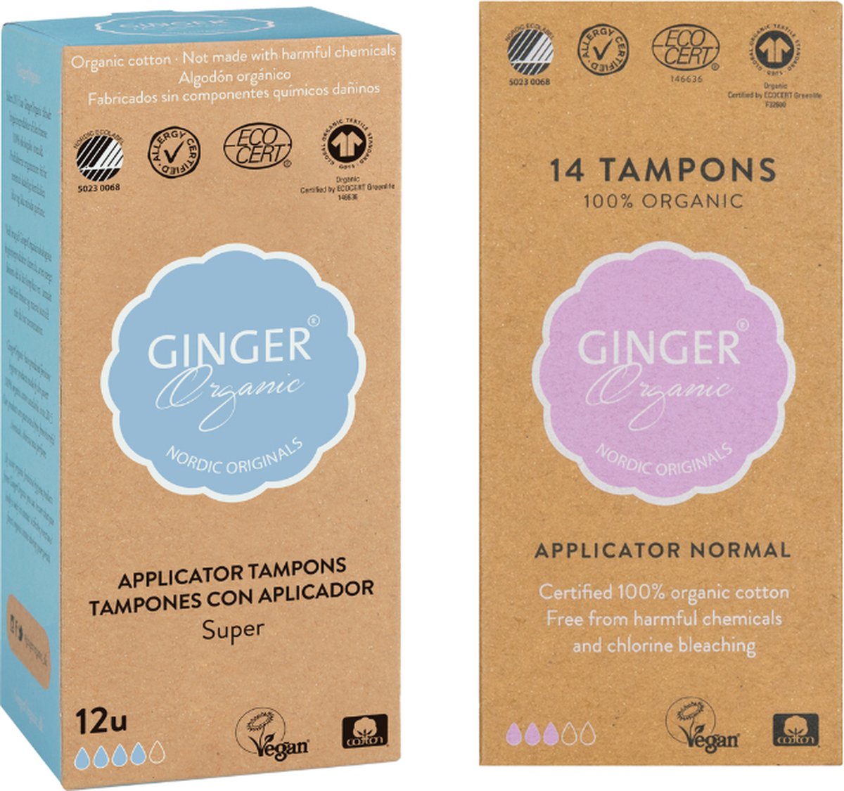 Goedkoopste Ginger Organic - Tampons - Normaal Super - Met applicator - Comfortabel - Organisch - Luxe ontwerp