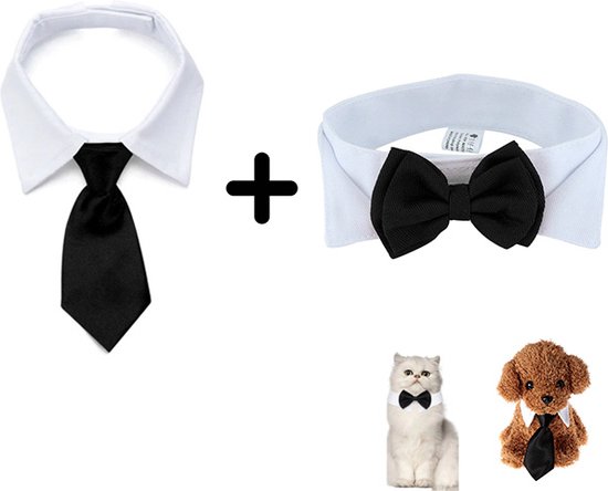 Novaex dierenkostuumset - Luxe stropdas + strik voor dieren - Geschikt voor teckels tot bordercollies - Stropdas voor hond - kattenkleding - strik voor hond - hondenstrik - honden speelgoed - Novaex