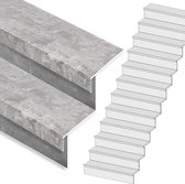 Traprenovatie set - rechte trap - 12 treden SPC toplaag Beton grijs incl. stootborden