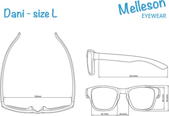 Melleson Eyewear - Kinderzonnebril Dani 7+ jaar - maat L - Donkergrijs met zwart/rode revo coating glazen van Melleson Eyewear — afbeelding 4