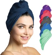 Haartulbandset, microvezel, 2 stuks, absorberend en sneldrogend, speciale tulbandhanddoek en haarhanddoek (marineblauw)