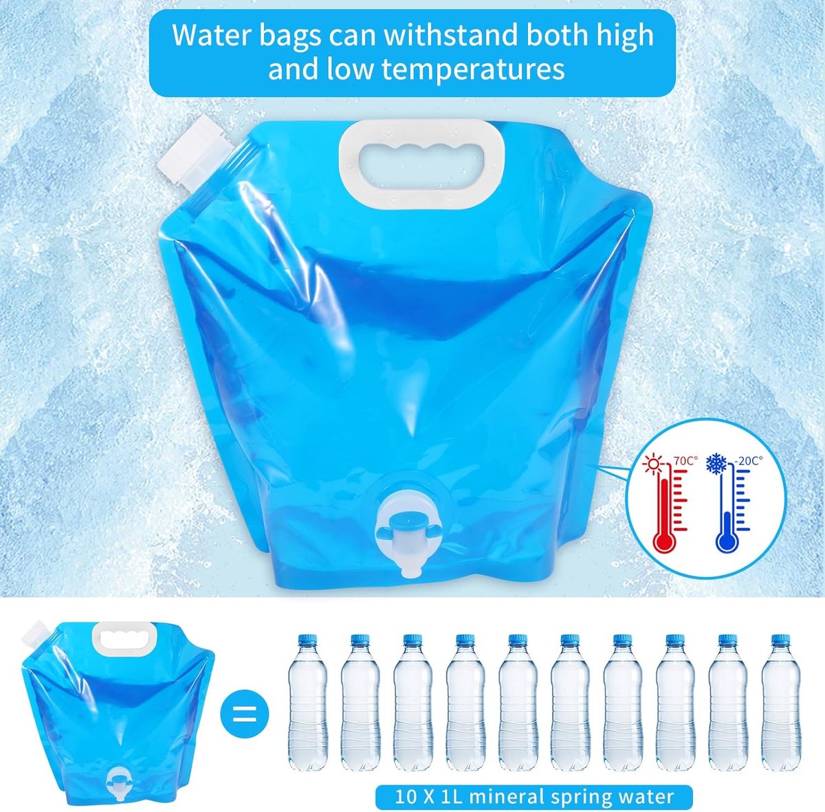 Draagbare Waterjerrycan Met Kraan 7,5-22L - BPA-vrij, Transparant Blauw Voor Camping En Thuis