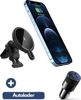 Vitalify® Telefoonhouder Auto MagSafe Wireless Qi Fast Charging 15W - Auto oplader voor Dashboard Ventilatierooster - Houder Geschikt voor: Samsung S21 / S22 / Plus / Ultra Android en Apple iPhone 12 / 13 / 14 / Pro / Plus / Pro Max