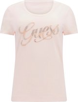 T-shirt Femme Guess SS RN Script Tee - Wanna Be Pink - Taille XL