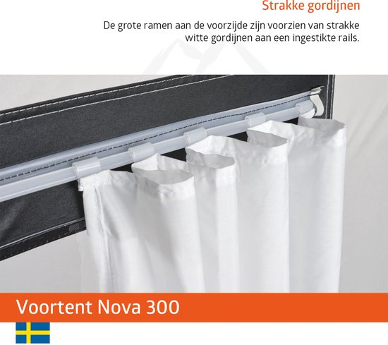 Campout Voortent Nova 300 - Zonneluifel - Zonwering - Caravan - Schroefloze Bevestiging - Inclusief Tochtstrook, Wielflap, Tentharingen, Ladderspanners en Opbergtas - YKK ritsen - Naadloos Dak - Omloopmaat 951-975 cm - Lichtgrijs van Campout — afbeelding 3
