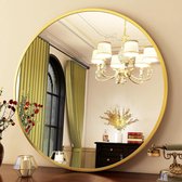 Ronde Spiegel-Spiegels-Badkamer - Slaapkamer - Woonkamer -Ronde spiegel 60cm -gouden ronde spiegel make-upspiegel- met geborsteld aluminium frame moderne decoratie voor badkamer-ijdelheid-entree