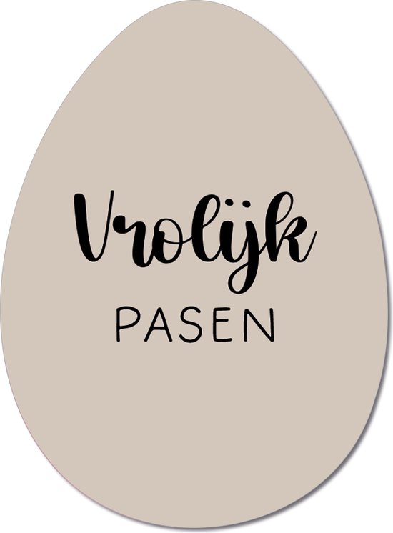 Label2X - Paasei Decoratie Vrolijk Pasen - 20 cm hoog - Inclusief Kleine Houder - Paasdecoratie - Pasen versiering