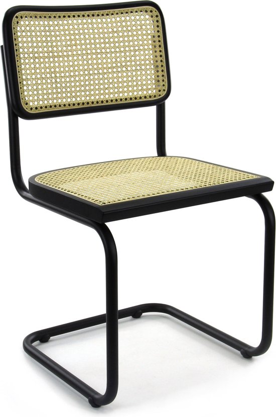Woonliving® Chaise de salle à manger Rotin Design Zwart Bas