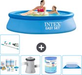 Intex Rond Opblaasbaar Easy Set Zwembad - 244 x 61 cm - Blauw - Inclusief Onderhoudspakket - Zwembadfilterpomp - Filter - Grondzeil - Stofzuiger