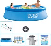 Intex Rond Opblaasbaar Easy Set Zwembad - 305 x 76 cm - Blauw - Inclusief Afdekzeil - Onderhoudspakket - Zwembadfilterpomp - Filter - Stofzuiger