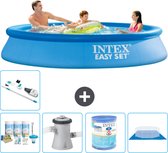 Intex Rond Opblaasbaar Easy Set Zwembad - 305 x 61 cm - Blauw - Inclusief Onderhoudspakket - Zwembadfilterpomp - Filter - Grondzeil - Stofzuiger