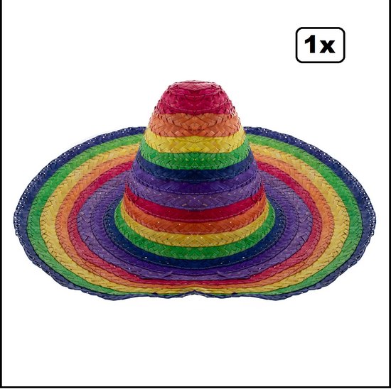 Sombrero Fiesta Rainbow - regenboog - mexico carnaval mexicaan thema party hoed hoofddeksel optocht pride feest landen