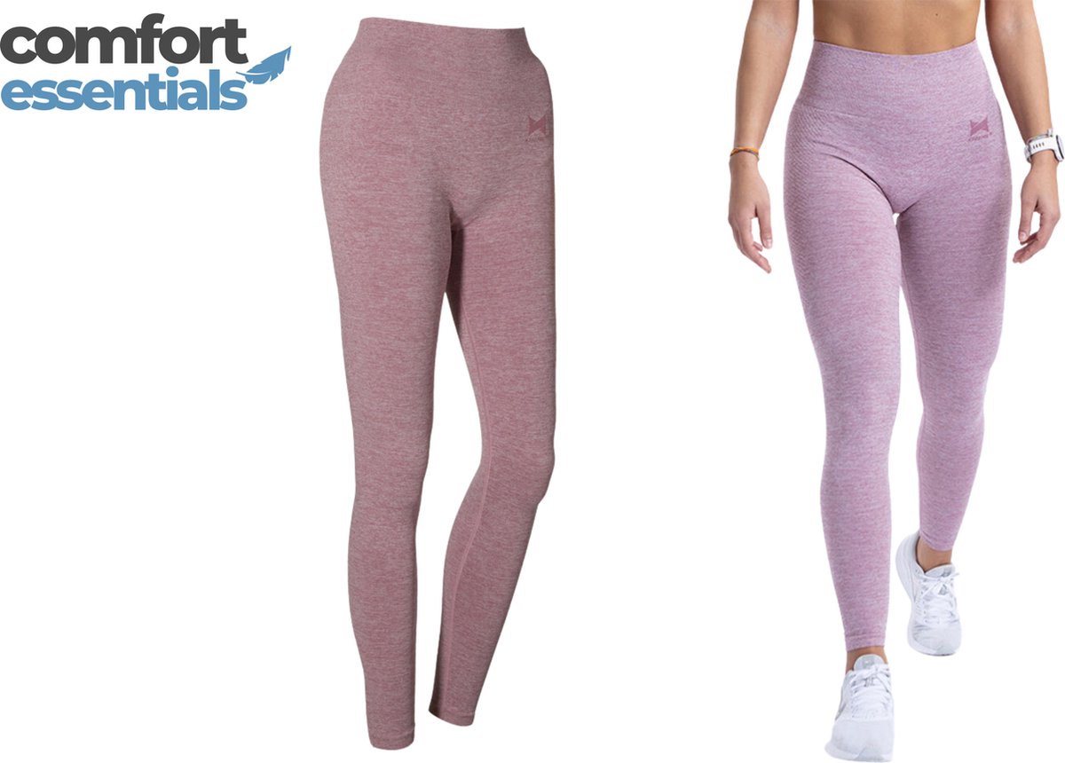 Comfort Essentials - Sportbroek dames - Sportlegging dames - Sportkleding - Yogalegging - High Waist Sport Legging Dames - Squat Proof - Shapewear - Roze Maat L