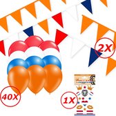 Oranje Versiering Oranje Slingers Vlaggenlijn Oranje Ballonnen EK WK Koningsdag Oranje Feestartikelen 43 Stuks Pakket