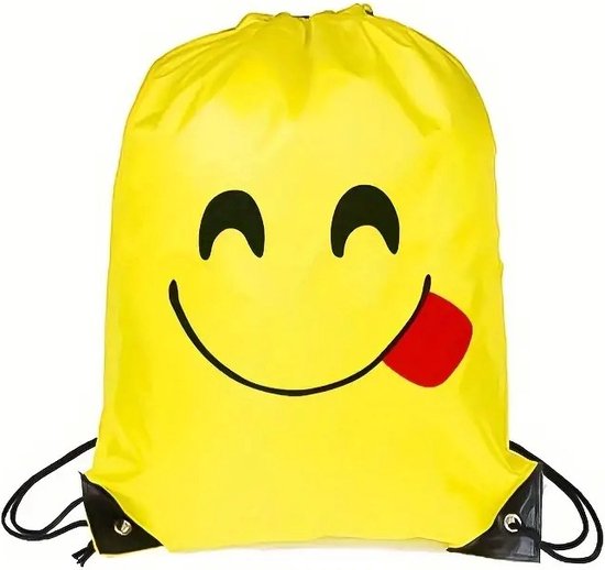 Emoji tas | Crazy gezicht dat geniet | Smiley tas | Ideaal als gymtas/ zwemtas/ sporttasje