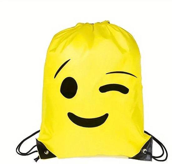 Emoji tas | Wink knipogend gezicht | Smiley tas | Ideaal als gymtas/ zwemtas/ sporttasje