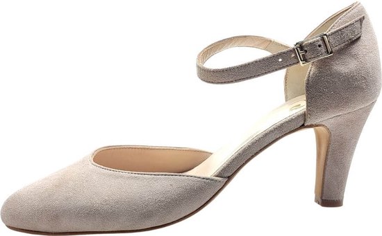 Stravers Pumps met hak en bandje Maat 43 Grote Dames Maten Taupe Beige pump bol