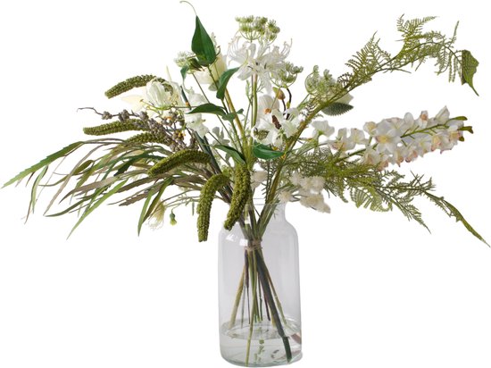 WinQ - Bound Field Bouquet fleurs artificielles - Diverse fleurs entièrement liées avec des feuilles - belles couleurs Wit - Fleurs artificielles - fleurs en soie - Hors vase