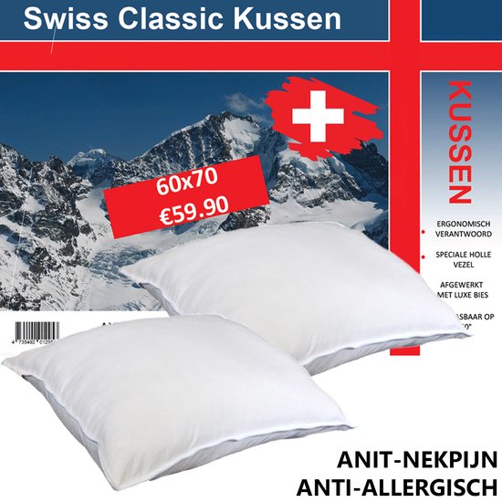 Set d'oreillers suisse classique - Oreiller - 2 pièces - Oreiller de sommeil