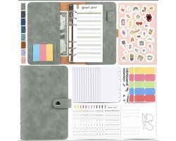 Leren Budgetplanner Donker / Grijs - Budget met vele extra's! - Budget planner map - Huishoudboekje -Budget Binder - Leren Omgaan met Geld - Financiële Vrijheid - Budget planner met geldmapjes - Financiële Planner - Spaarmap - Kasboek - Geld besparen