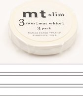 MT masking tape slim set matte white 3 rollen 3 mm x 7 meter - Washi Tape Wit - Smal wit plakband
