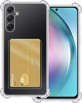 ShieldCase shock case met pasjeshouder geschikt voor de Samsung Galaxy A25 hoesje - telefoonhoesje met ruimte voor pasjes - ruimte voor 2 pasjes - doorzichtige backcover met verstevigde randen (transparant)