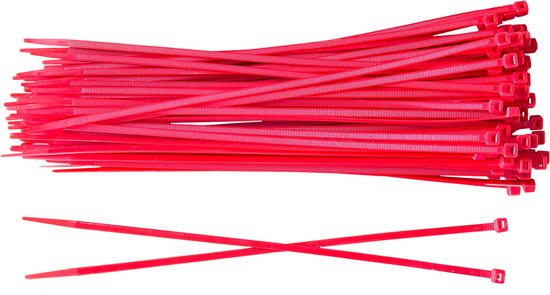 Kortpack - Kabelbinders/ Tyraps - 300mm lang x 4.8mm breed - Rood - 1000 stuks - Treksterkte: 22.2kg - Bundeldiameter: 76mm - (099.0243)