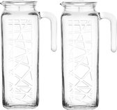Glasmark Waterkan - 2x - met deksel - 1L - glas - schenkkan - waterkaraf