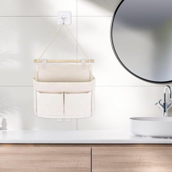 2 sacs de rangement suspendus, 3 compartiments avec crochets adhésifs, sac suspendu 2 sacs de rangement suspendus, 3 compartiments avec crochets adhésifs, sac suspendu