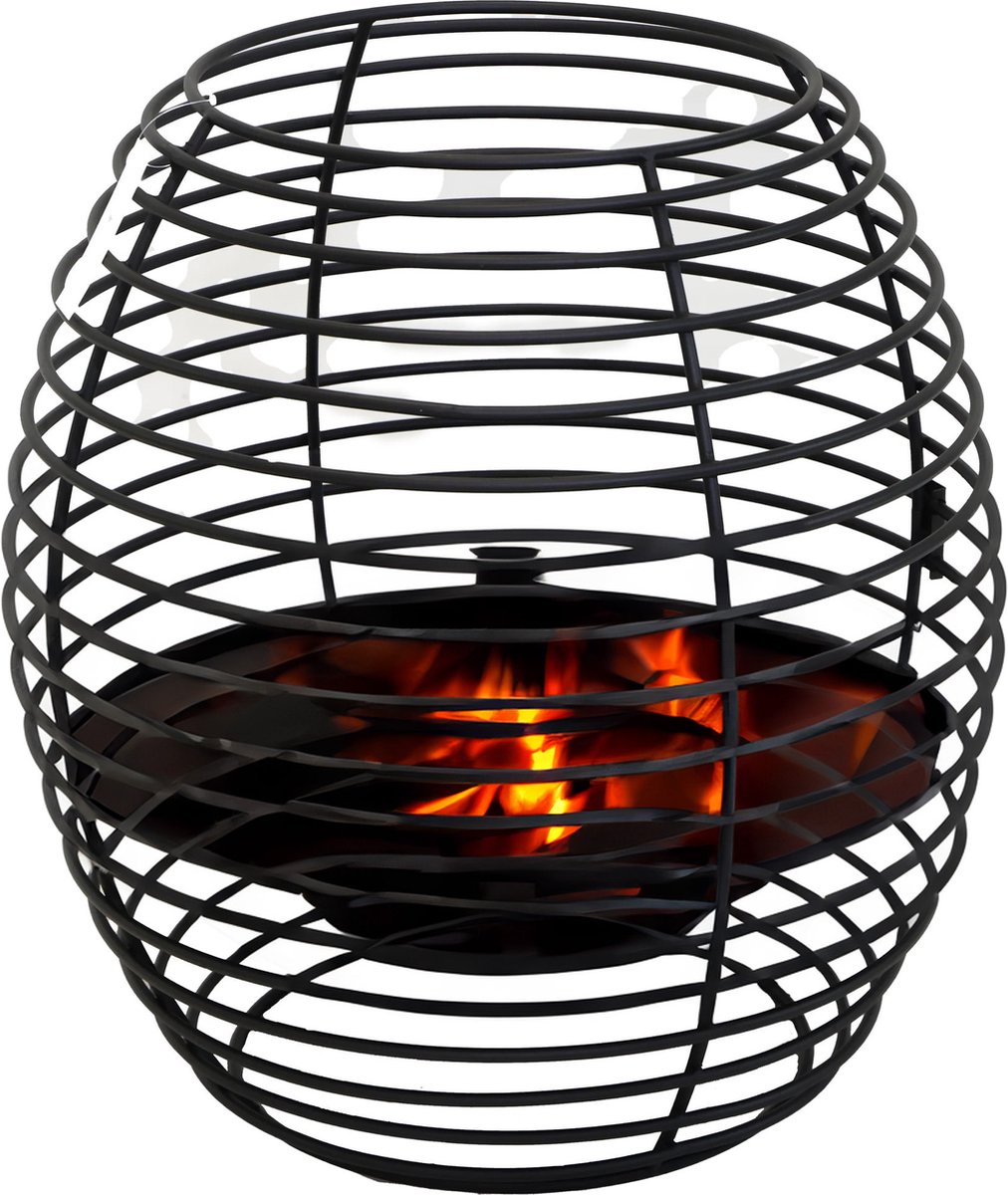 Mega Collections Vuur emmer vuurkorf Firebasket Spiral zwart ijzer D50 x H50 cm rond Vuurschalen Vuurkorven
