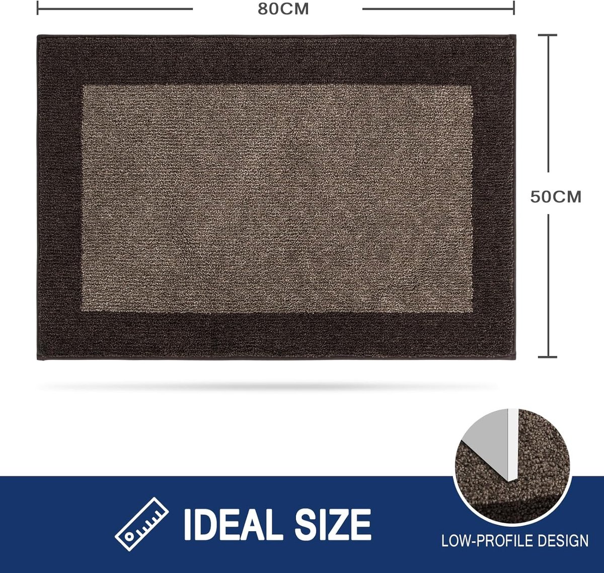 Paillasson - paillasson antidérapant - 50x80 cm - Gris - pour usage intérieur - tapis de sol doux - lavable en machine - Tapis de séchage - Paillasson | Leroy Merlin