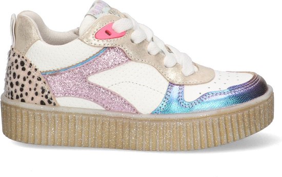 Braqeez 424230-926 Meisjes Lage Sneakers - Multicolor - Leer - Veters