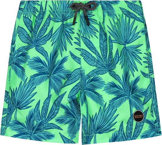 SHIWI boys swim shorts palm leaves Zwembroek - new neon green - Maat 170/176
