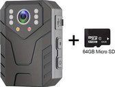 Livano Politie Bodycam - Chest Camera - Spy Camera - Spy Cam - Verborgen Camera - Spionage Camera - Action Camera - HD + 64GB Opslag