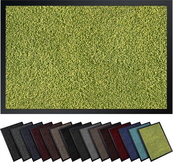 Hoogwaardige voetmat, groen, 90 x 150 cm, groot, voor binnen en buiten, vuilvangmat, antislip, wasbaar en weerbestendig, voetmat voor entree en buiten, dunne loper, groen