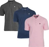 3-Pack Donnay Polo (549009) - Sportpolo - Heren - Charcoal-marl/Navy/Shadow pink (573) - maat 3XL